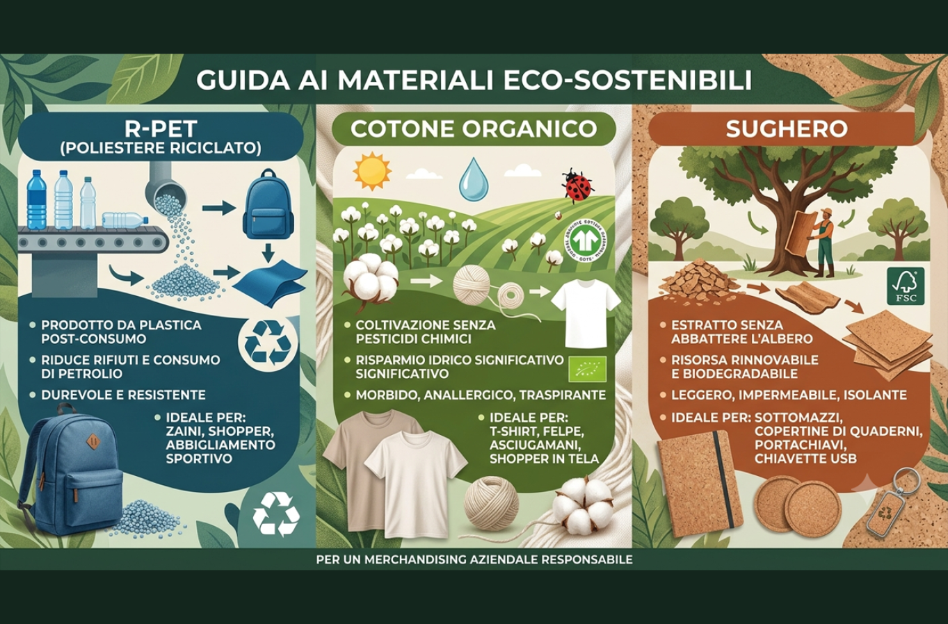 Guida ai Materiali Eco-Sostenibili: R-PET, Cotone Organico e Sughero — Cosa Cambia Davvero