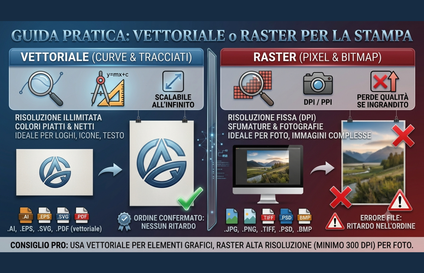 Vettoriale o Raster? Guida Pratica alla Preparazione del File di Stampa per Evitare Ritardi nell'Ordine