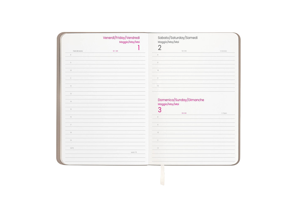 Agenda giornaliera 2026 con copertina flessibile in PU termovirante