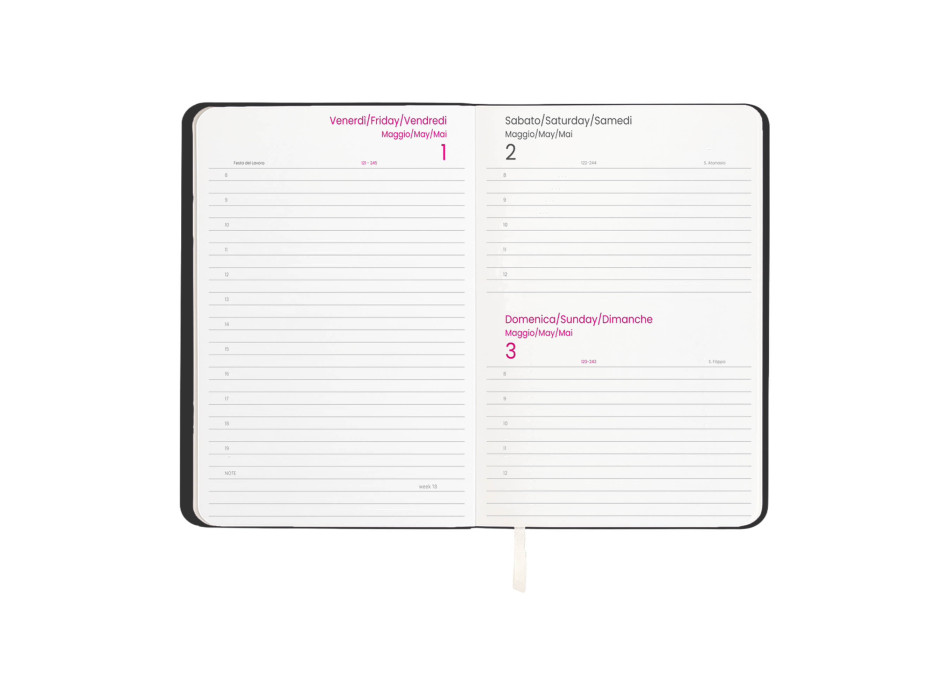 Agenda giornaliera 2026 con copertina flessibile in PU termovirante
