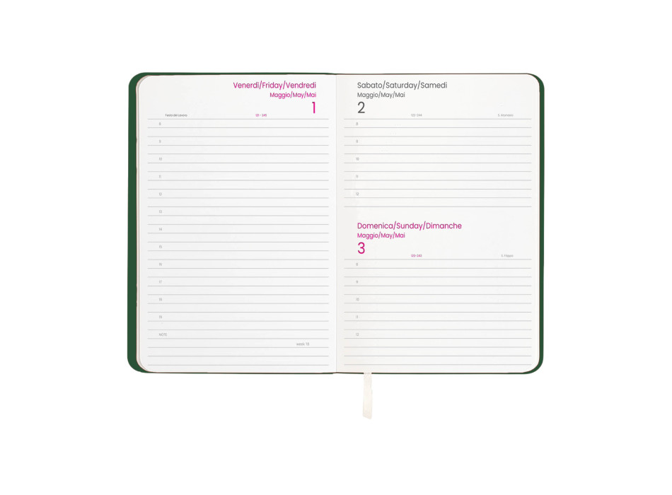 Agenda giornaliera 2026 con copertina flessibile in PU termovirante
