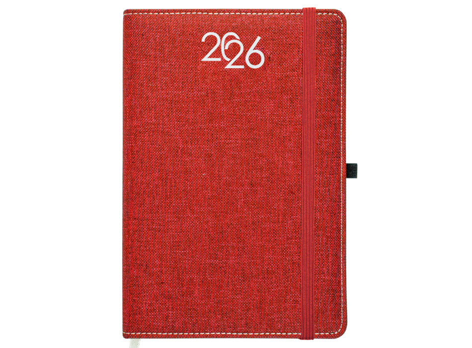 Agenda giornaliera 2026, copertina rigida in PET riciclato con effetto mélange