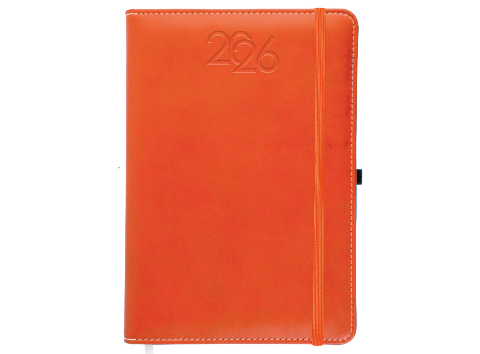 Agenda giornaliera 2026, copertina rigida in PU termovirante con impuntura perimetrale