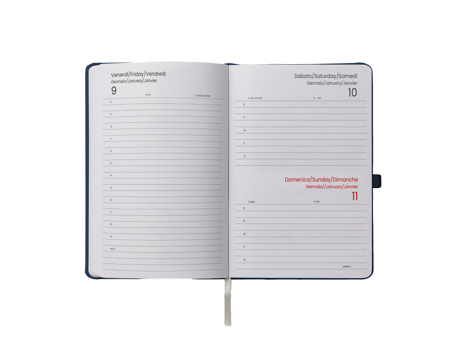Agenda giornaliera 2027, copertina rigida in PU termovirante con impuntura perimetrale Gheddi