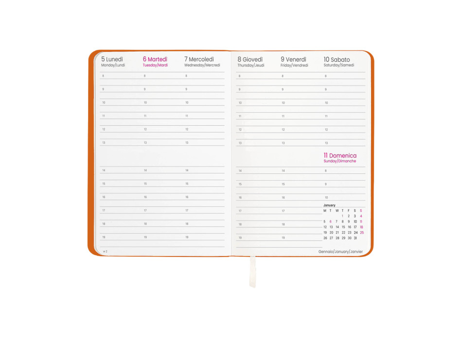 Agenda settimanale 2026 con copertina flessibile in PU termovirante