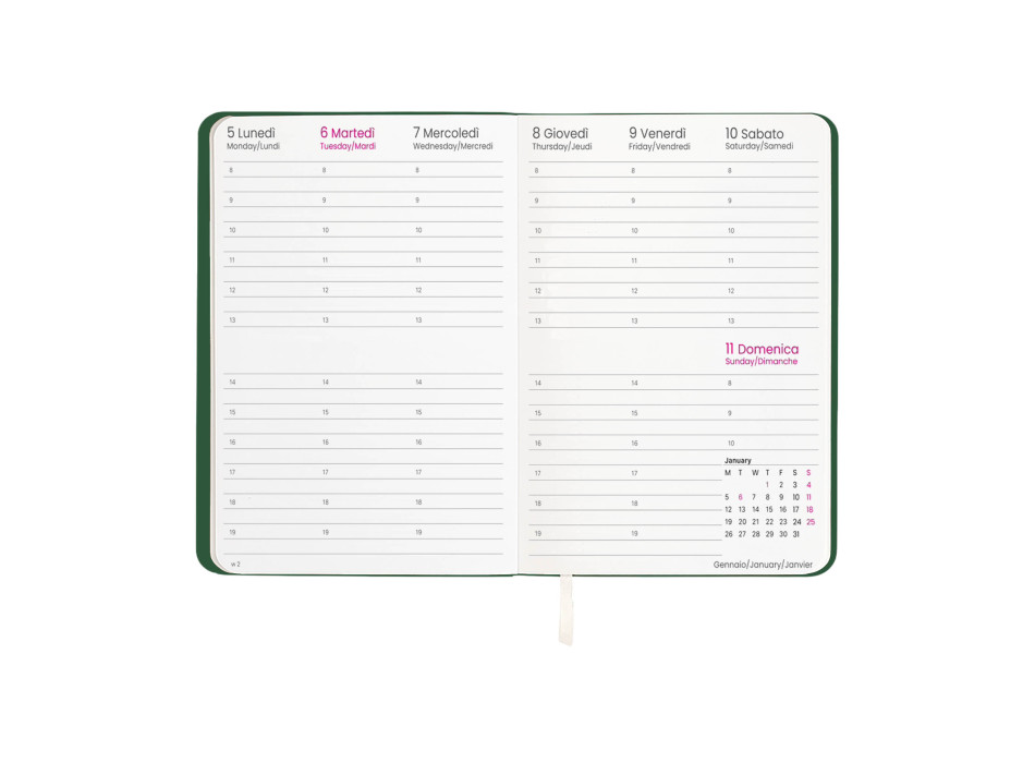 Agenda settimanale 2026 con copertina flessibile in PU termovirante