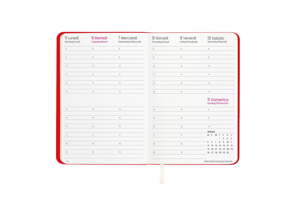 Agenda settimanale 2026 con copertina flessibile in PU termovirante
