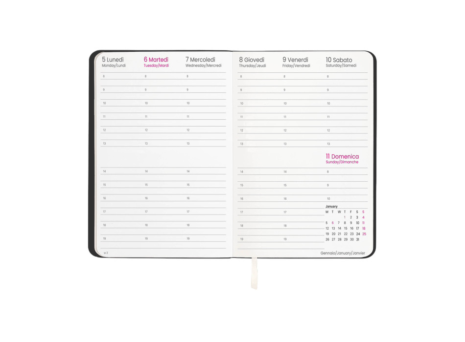 Agenda settimanale 2026 con copertina flessibile in PU termovirante