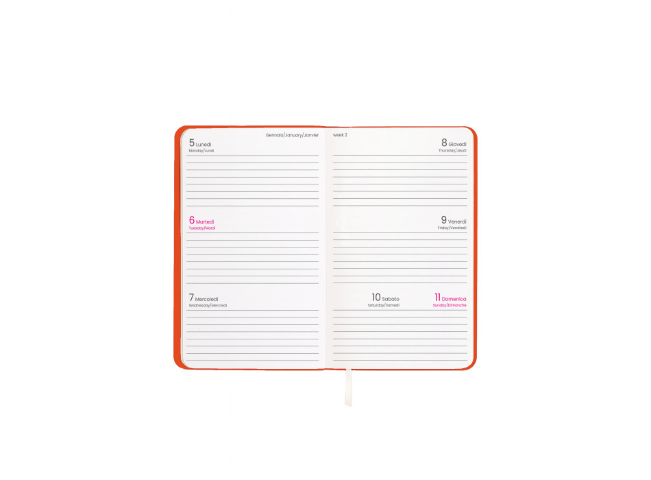 Agenda tascabile settimanale 2026 con copertina flessibile in PU termovirante