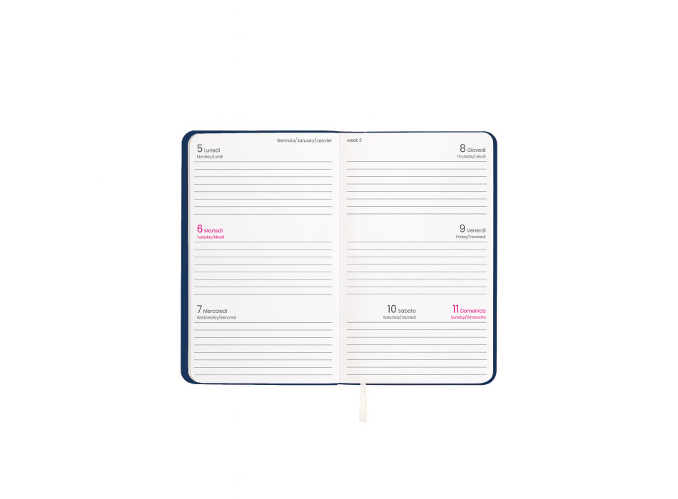 Agenda tascabile settimanale 2026 con copertina flessibile in PU termovirante