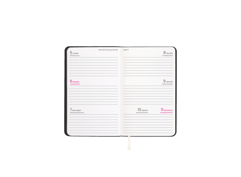 Agenda tascabile settimanale 2026 con copertina flessibile in PU termovirante