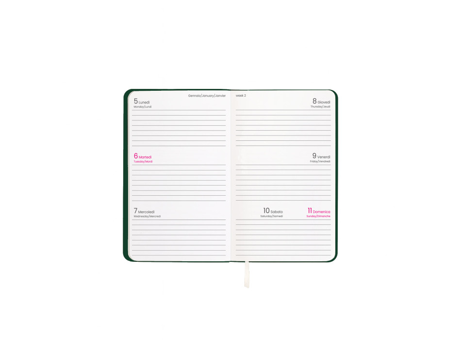 Agenda tascabile settimanale 2026 con copertina flessibile in PU termovirante
