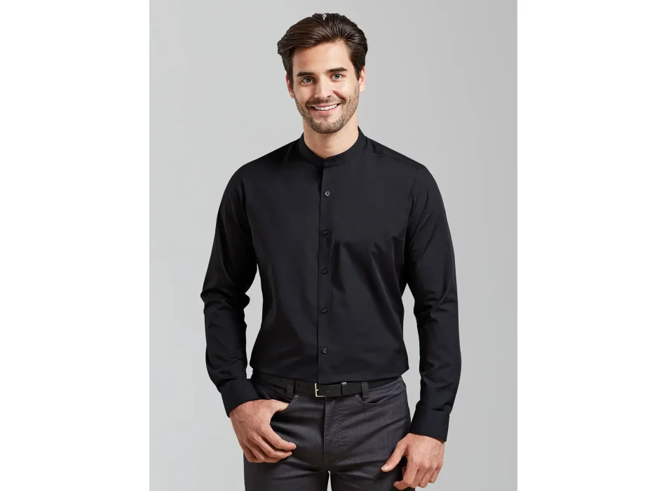 Banded Collar 'Grandad' Long Sleeve Shirt