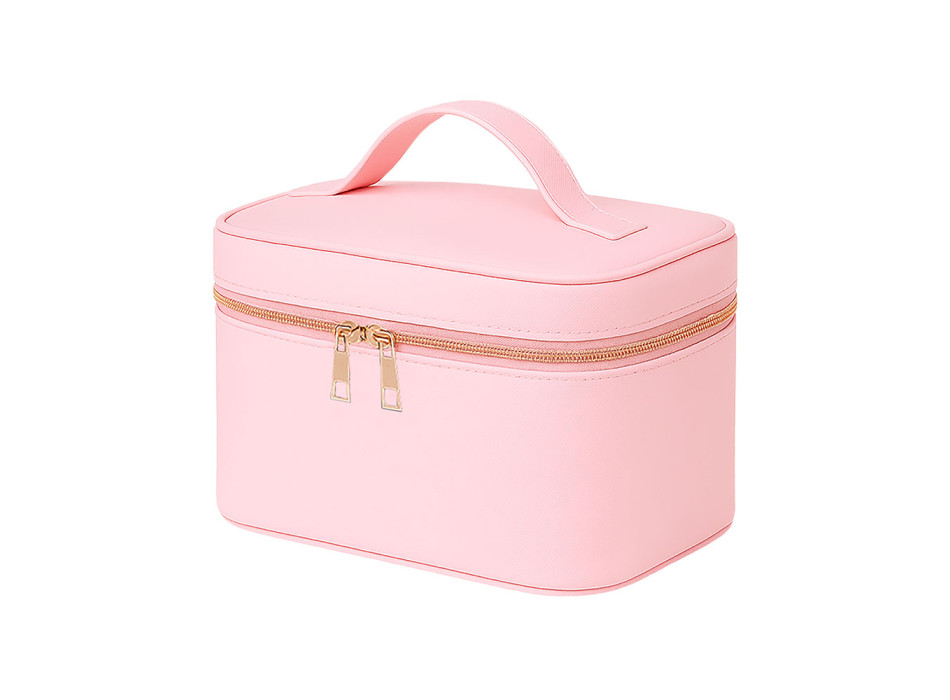 Beauty case grande in PU grana fine saffiano color pastello