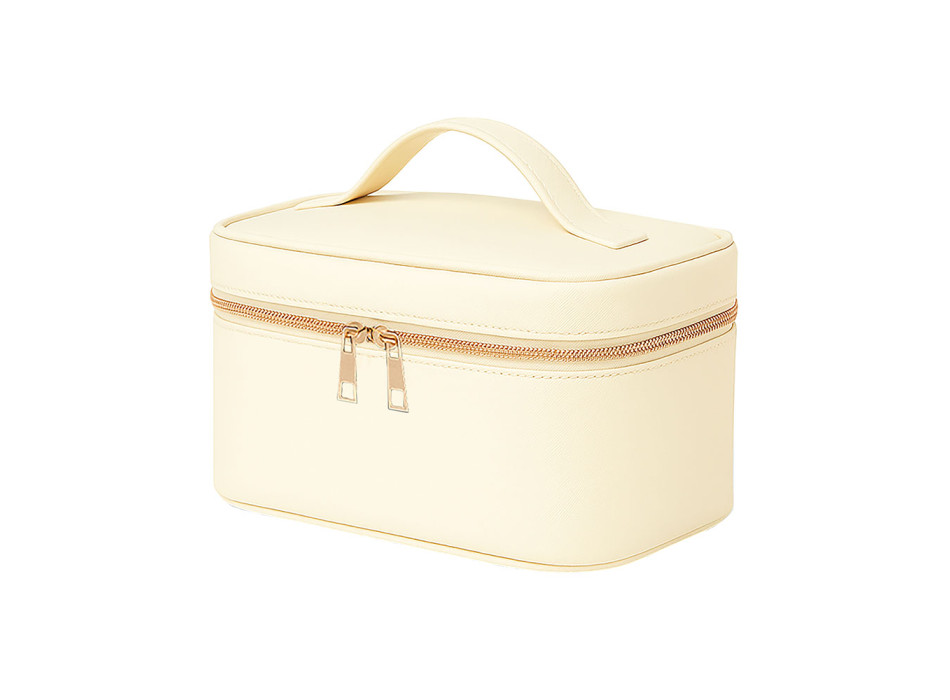 Beauty case grande in PU grana fine saffiano color pastello