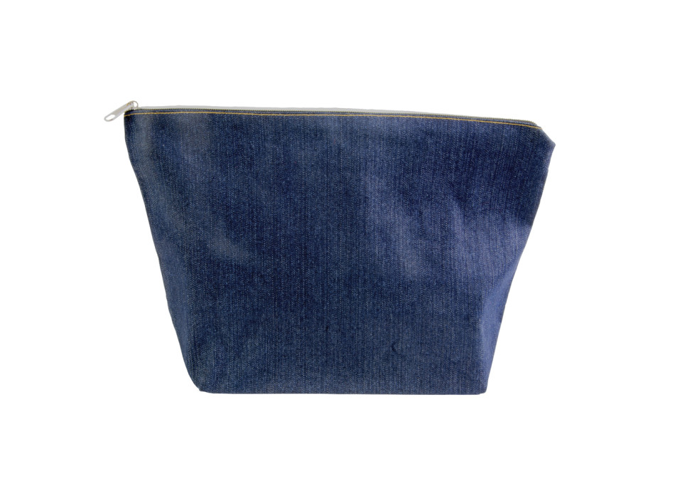 Beauty case in cotone DENIM 220 g/m2 (85% cotone - 15% poliestere) con chiusura zip