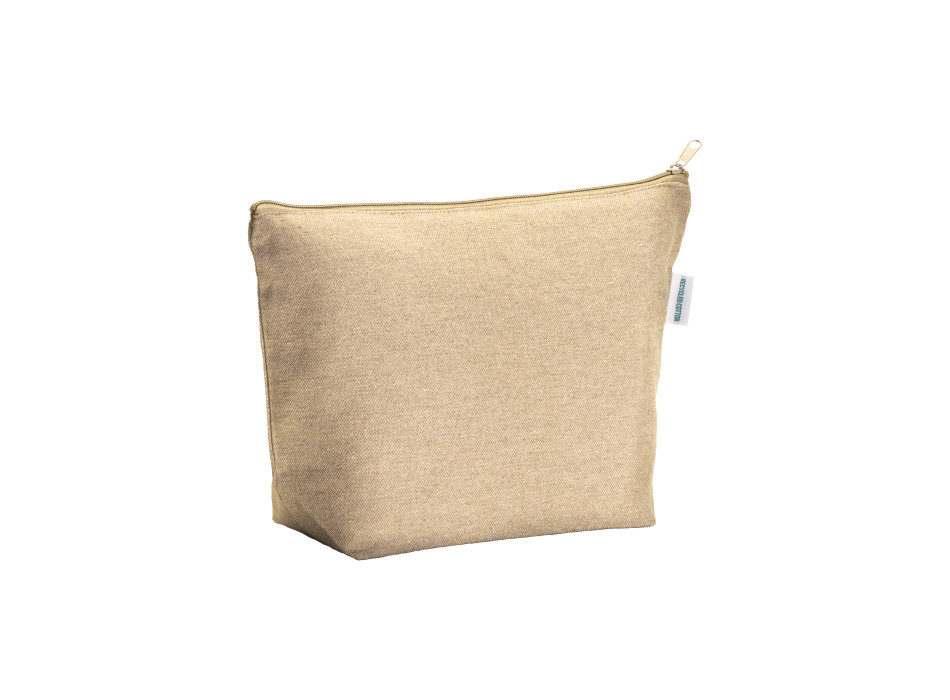 Beauty case in cotone riciclato 280 g/m2 con cerniera e soffietto alla base