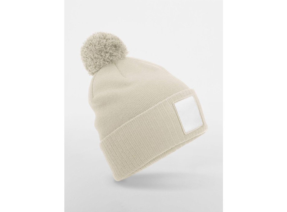 Berretto in Maglia con Pom Pom e Patch Gheddi