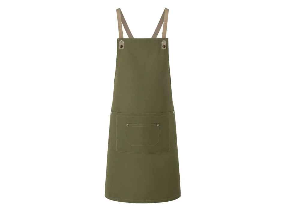 Bib Apron With Crossed Ribbons And Big Pocket Gheddi