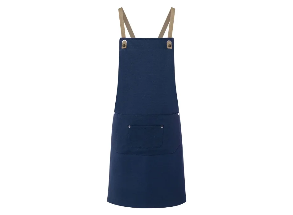 Bib Apron With Crossed Ribbons And Big Pocket Gheddi