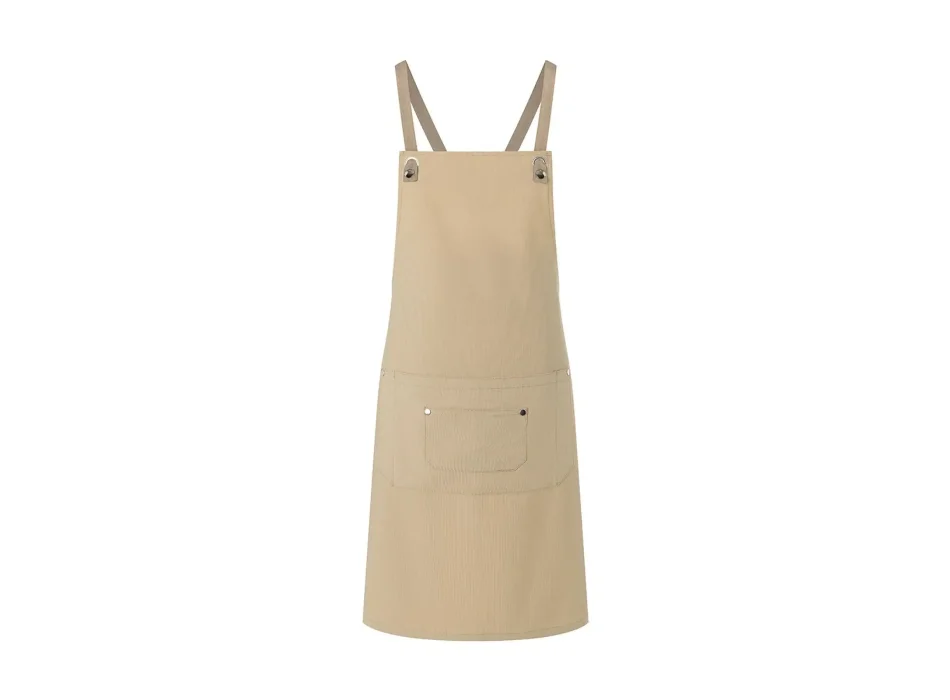 Bib Apron With Crossed Ribbons And Big Pocket Gheddi