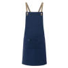 Bib Apron With Crossed Ribbons And Big Pocket