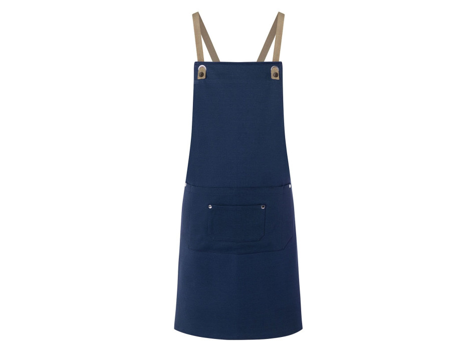 Bib Apron With Crossed Ribbons And Big Pocket