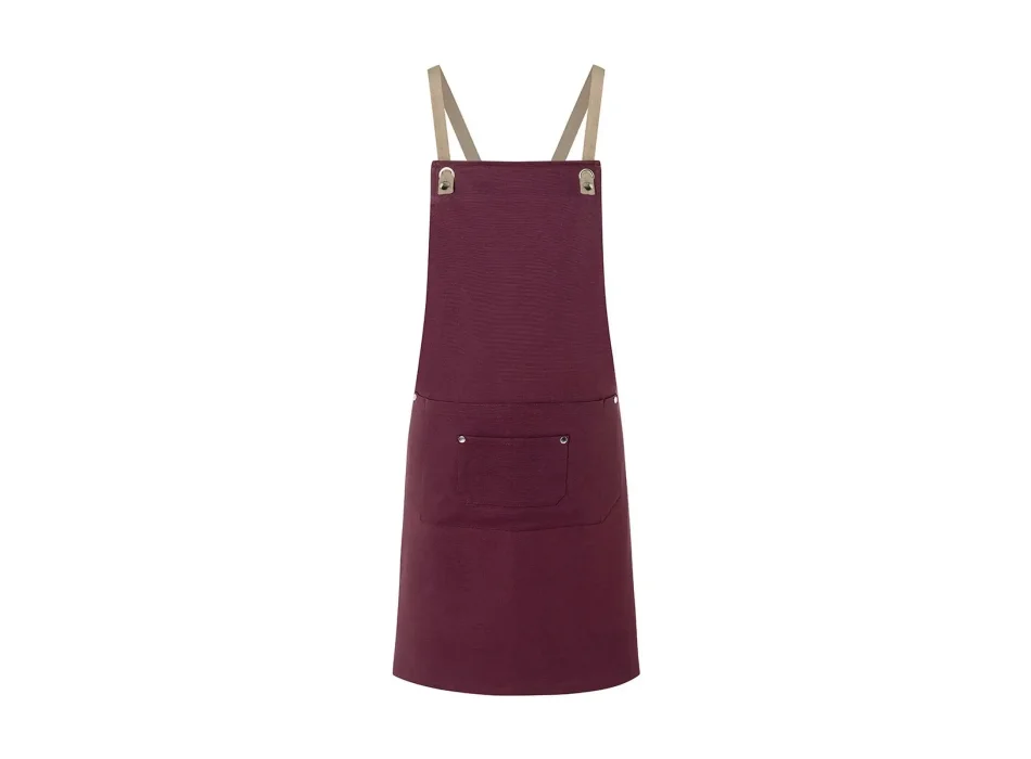 Bib Apron With Crossed Ribbons And Big Pocket Gheddi