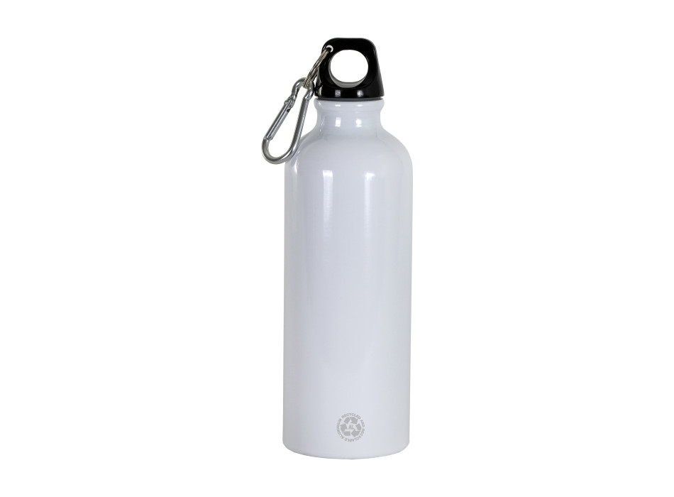 Borraccia in alluminio riciclato (500ml), con tappo in plastica e moschettone