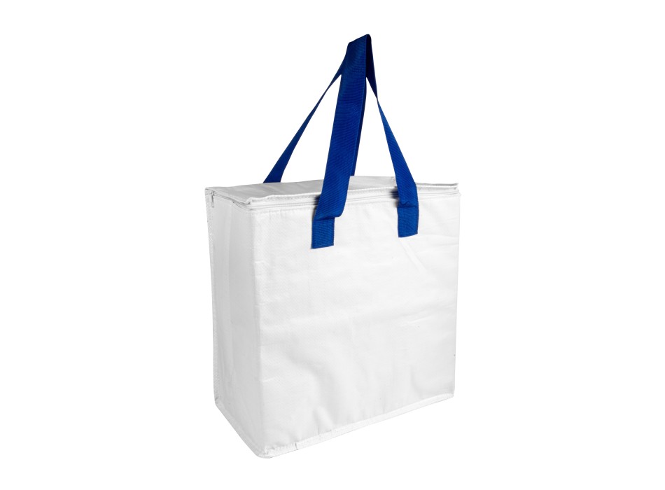 Borsa frigo in pp laminato 120 g/m2 , manici colorati, chisura zip