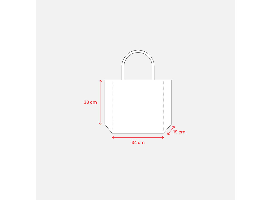 Borsa in juta con manici in cotone. Dotata di chiusura a zip