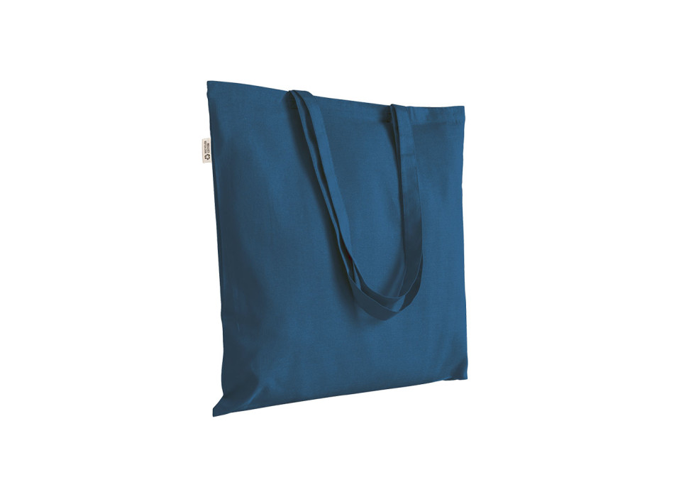 Borsa shopper a tinta unita in cotone riciclato da 140 g/m2. È certificata GRS