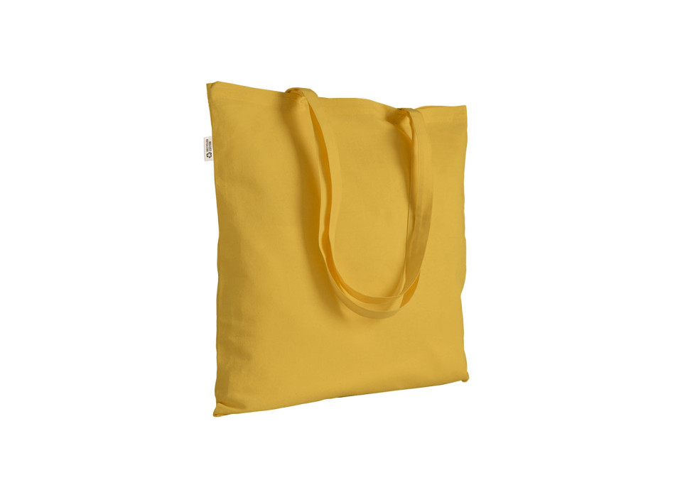 Borsa shopper a tinta unita in cotone riciclato da 140 g/m2. È certificata GRS