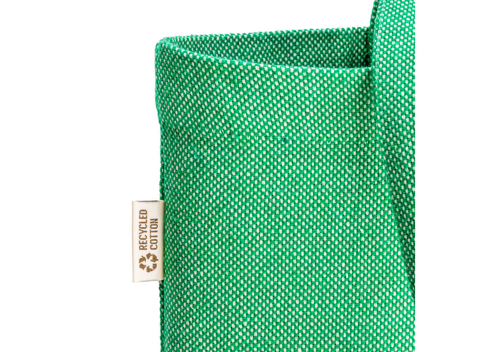 Borsa shopper in cotone riciclato 300 g/m2 con effetto melange con manici lunghi Gheddi