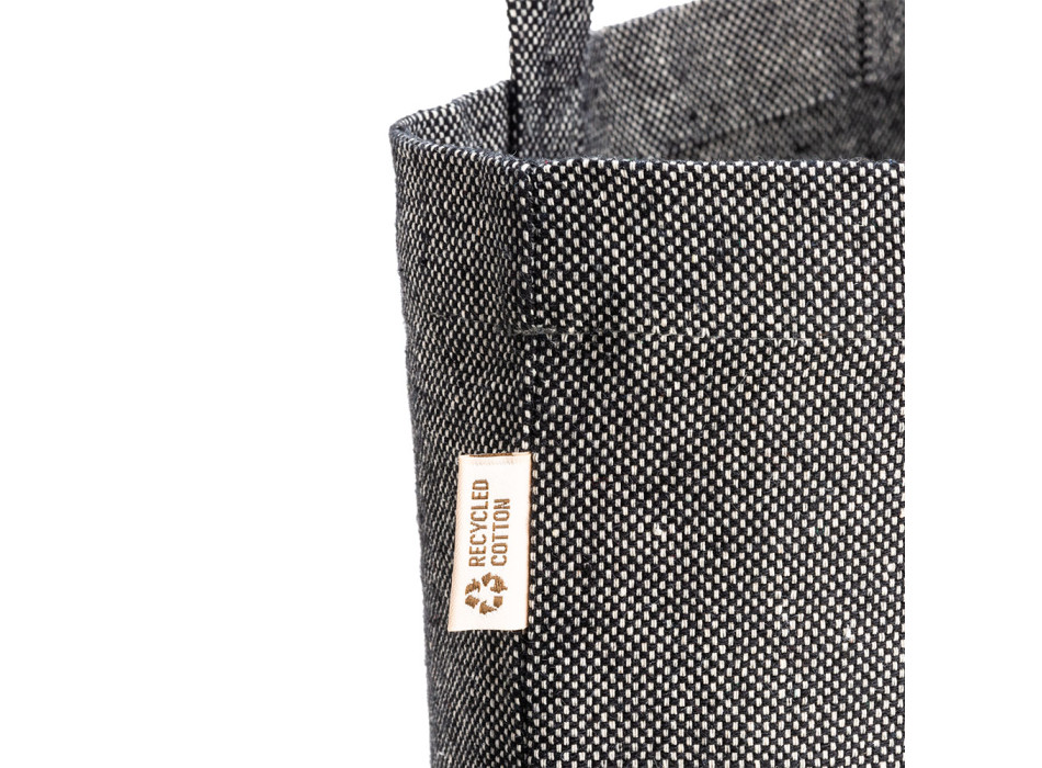 Borsa shopper in cotone riciclato 300 g/m2 con effetto melange con manici lunghi Gheddi