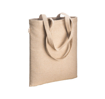 Borsa shopper in cotone riciclato 300 g/m2 con effetto melange con manici lunghi Gheddi