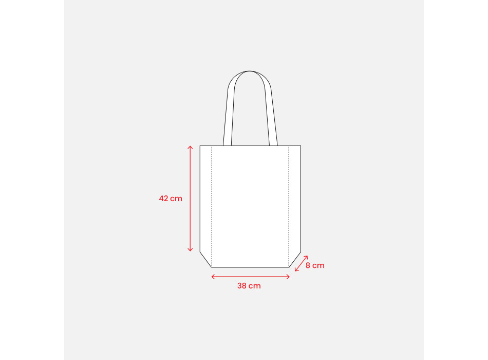Borsa shopper in cotone riciclato 300 g/m2 con effetto mélange. Manici lunghi e soffietto Gheddi