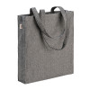 Borsa shopper in cotone riciclato 300 g/m2 con effetto mélange. Manici lunghi e soffietto Gheddi