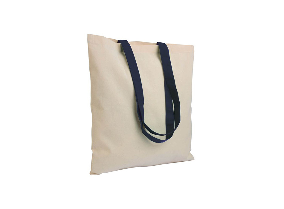 Borsa shopper in cotone riciclato da 140 g/m2 naturale con manici colorati