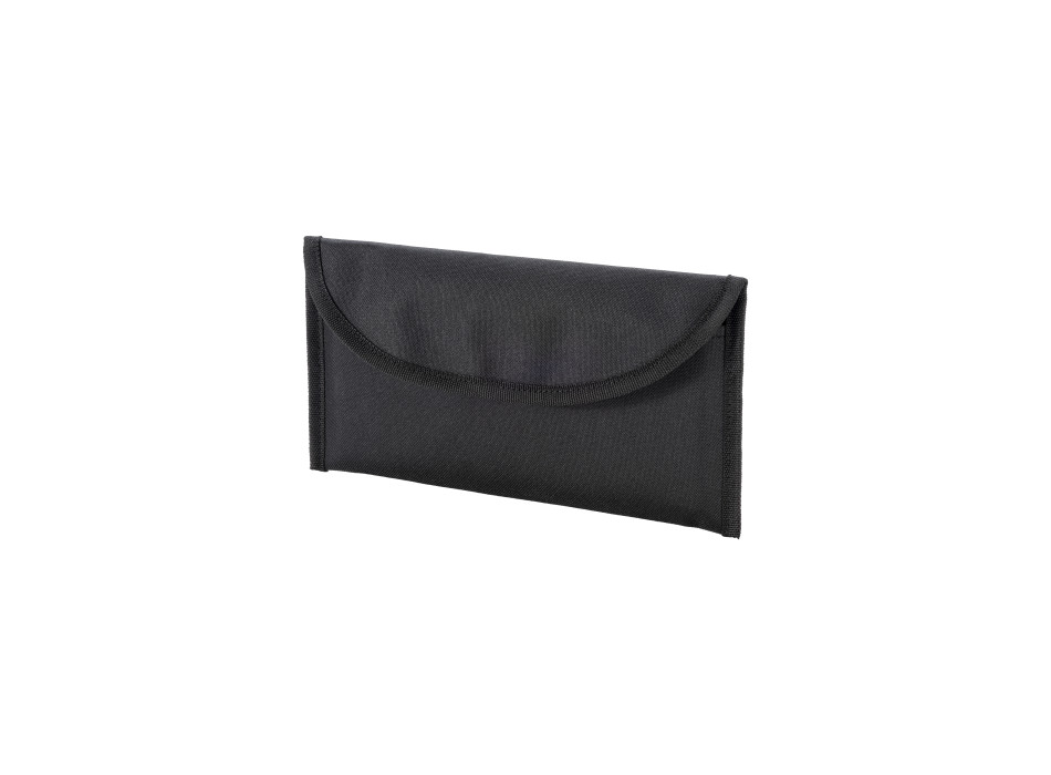 Bustina portadocumenti in poliestere 600D con due tasche e chiusura con velcro