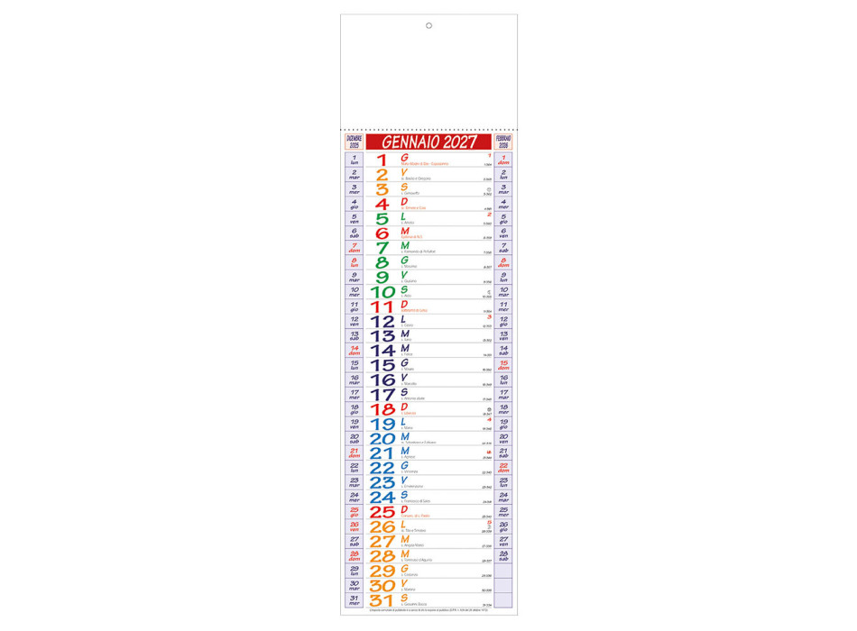 Calendario 2027 da muro, mensile, multicolore, 12 fogli su carta patinata, termosaldato Gheddi