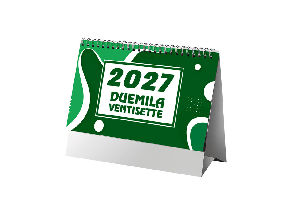 Calendario 2027 da tavolo mensile bicolore, 13 fogli su carta patinata opaca Gheddi