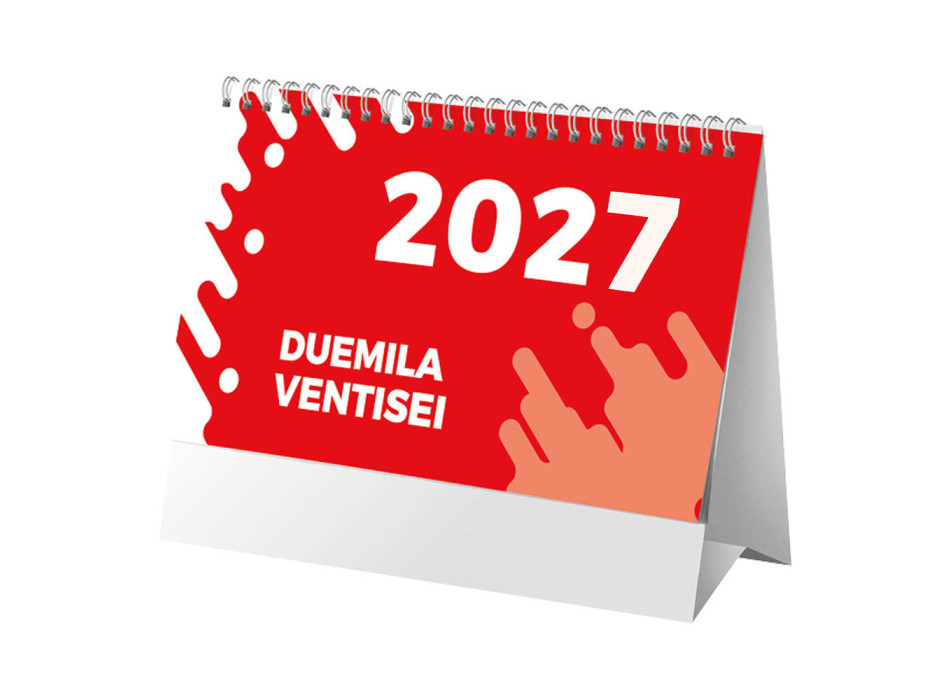 Calendario 2027 da tavolo mensile bicolore, 13 fogli su carta patinata opaca Gheddi