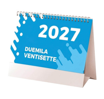 Calendario 2027 da tavolo mensile bicolore, 13 fogli su carta patinata opaca Gheddi