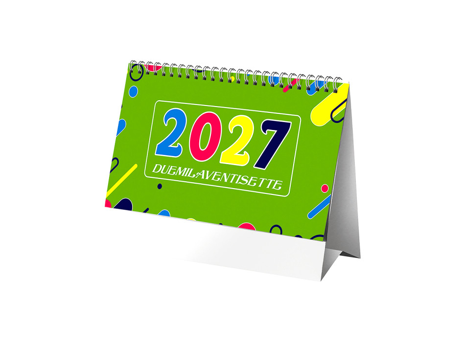 Calendario 2027 da tavolo mensile multicolore, 13 fogli su carta patinata opaca Gheddi