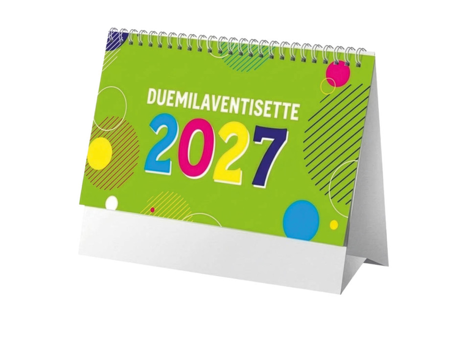 Calendario 2027 da tavolo mensile multicolore, 13 fogli su carta patinata opaca Gheddi