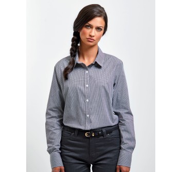 Ladies' Long Sleeve Microcheck Gingham Shirt