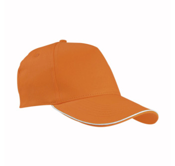 Cappellino in cotone, 5 pannelli con profilo in contrasto