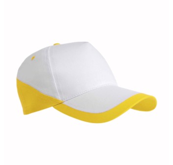 Cappellino in cotone, 5 pannelli, base bianca e bordi colorati