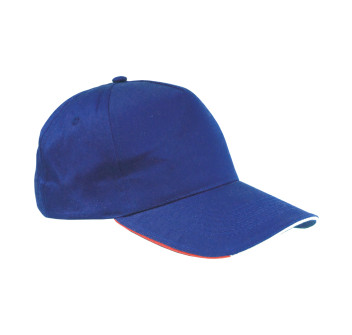 Cappellino in cotone, 5 pannelli con profilo e ricamo tricolore Gheddi